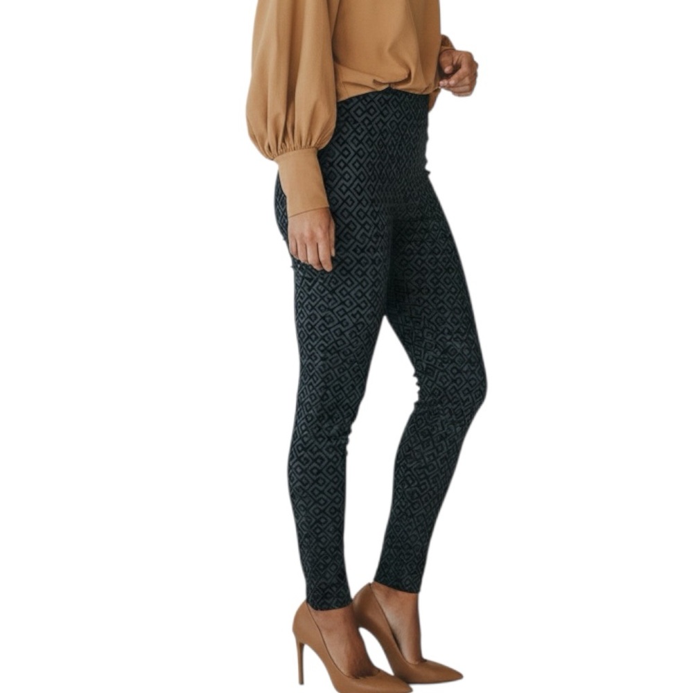 Culture NYC Pull On Pants Black Gray Geometric Stretchy Size 16 NWOT